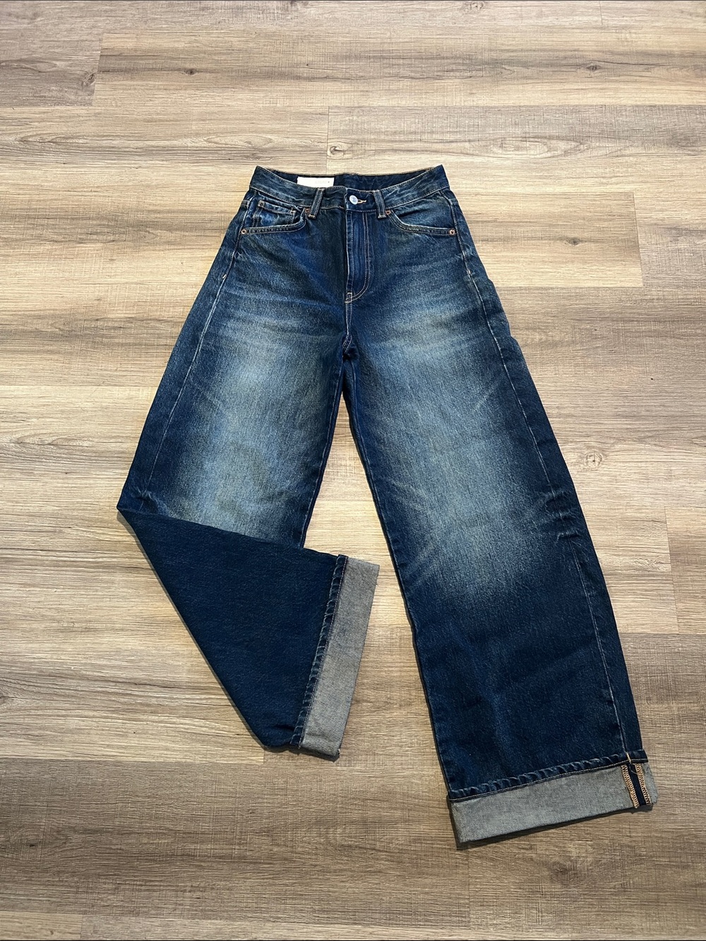 Zara Woman’s Dark Blue Wide-Leg Jeans